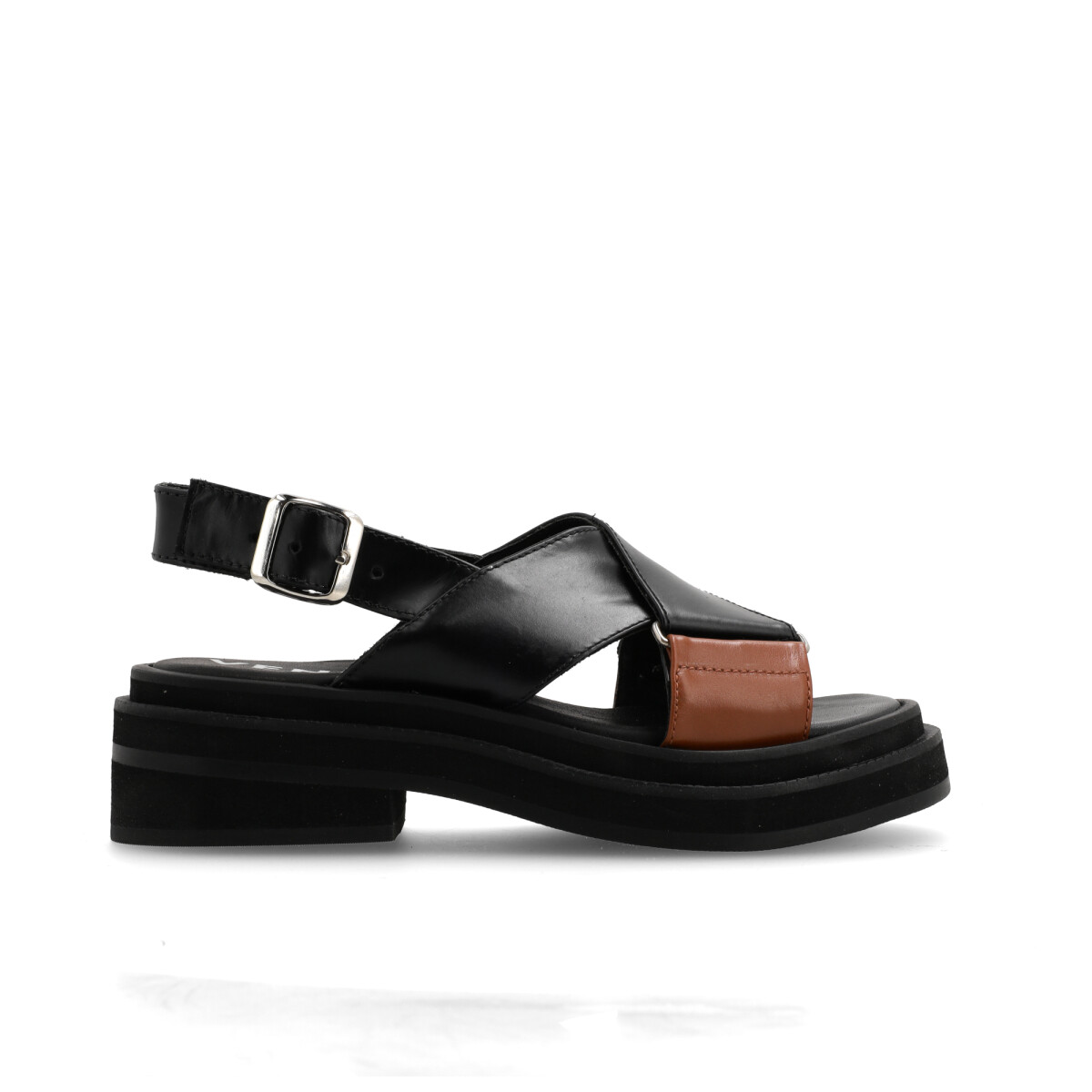 SANDALIAS VENET - CUERO VINHAS - NEGRO 