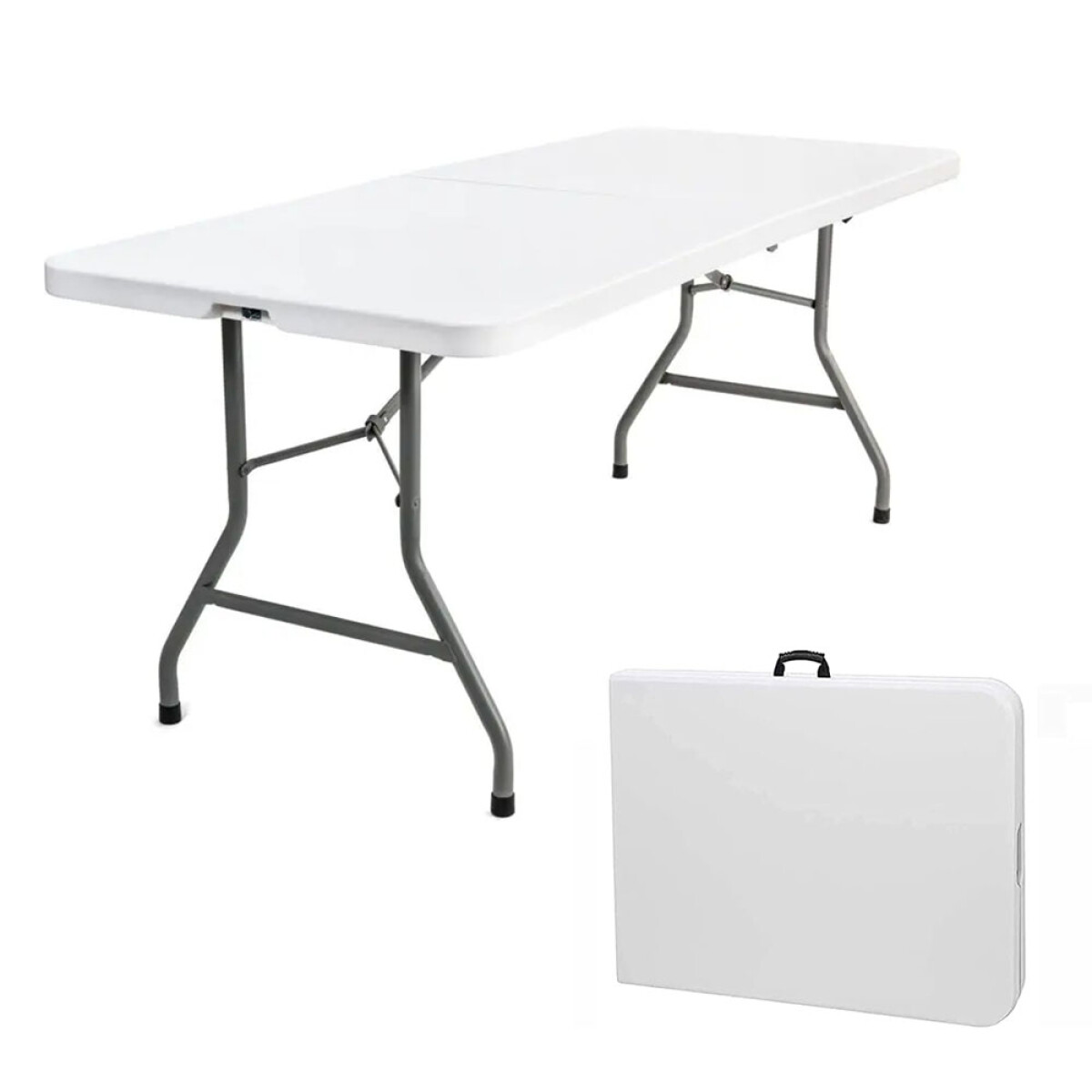 Mesa Plegable en Plástico Reforzado 1,80 mts Jardín Patio - Blanco 