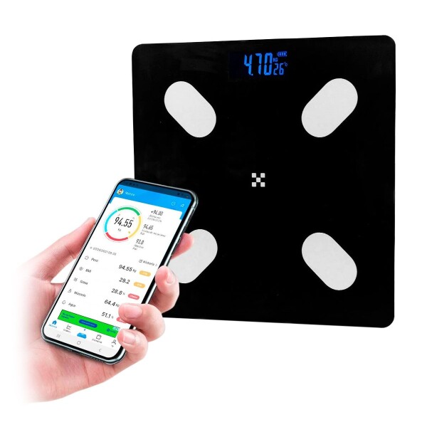 Balanza Inteligente Digital Baño App Smart Monitoreo180 Kg Color Variante Negro