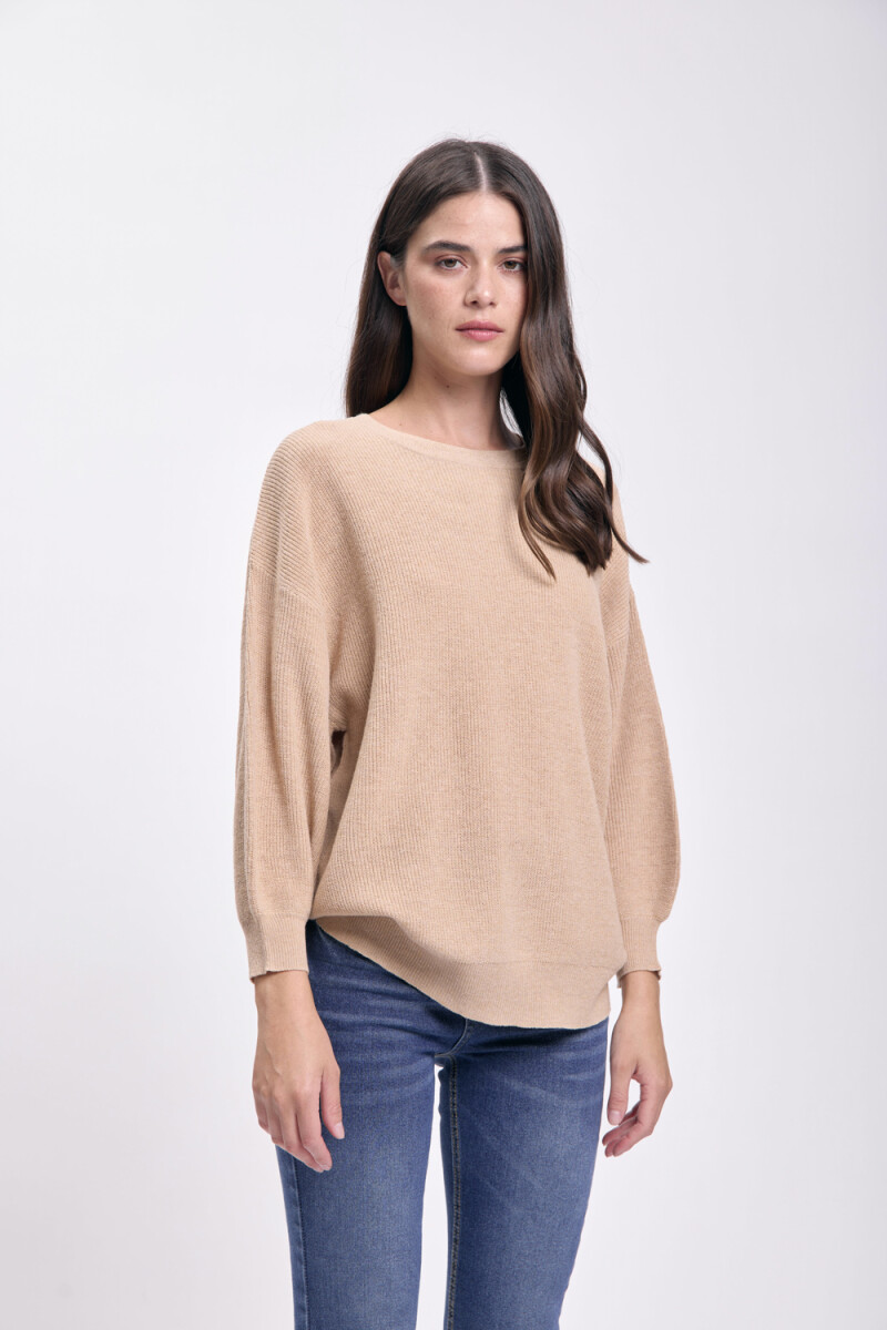 Buzo punto manga globo Beige