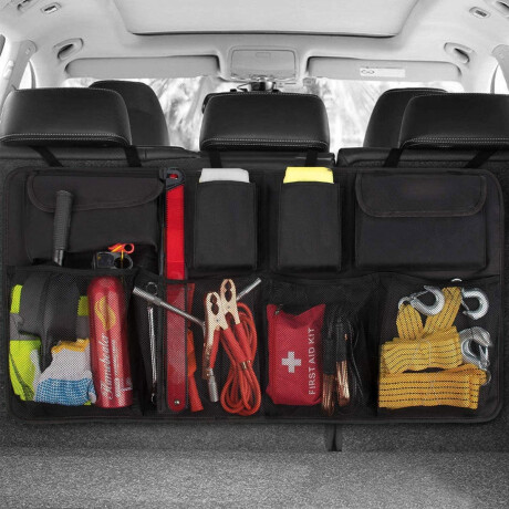 Organizador De Auto Para Respaldo Varios Compartimentos Negro