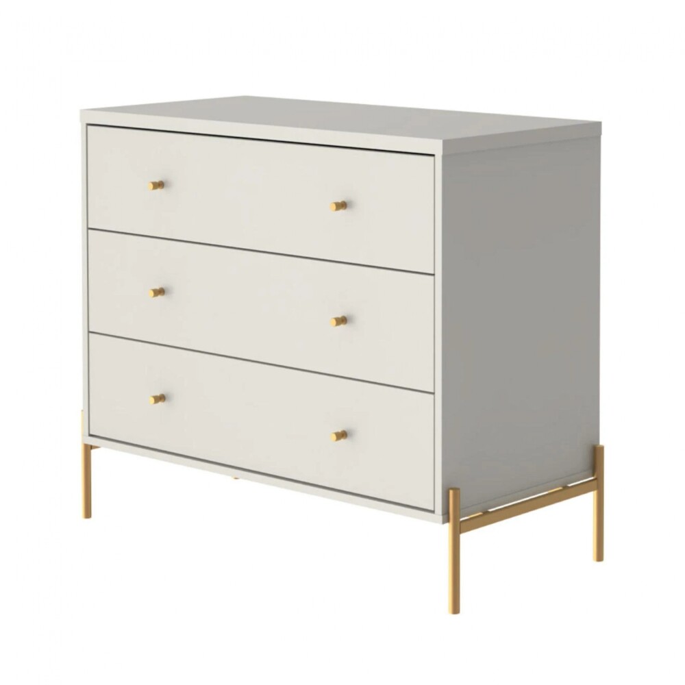 Cómoda Jasper 3 cajones White Gloss Gold