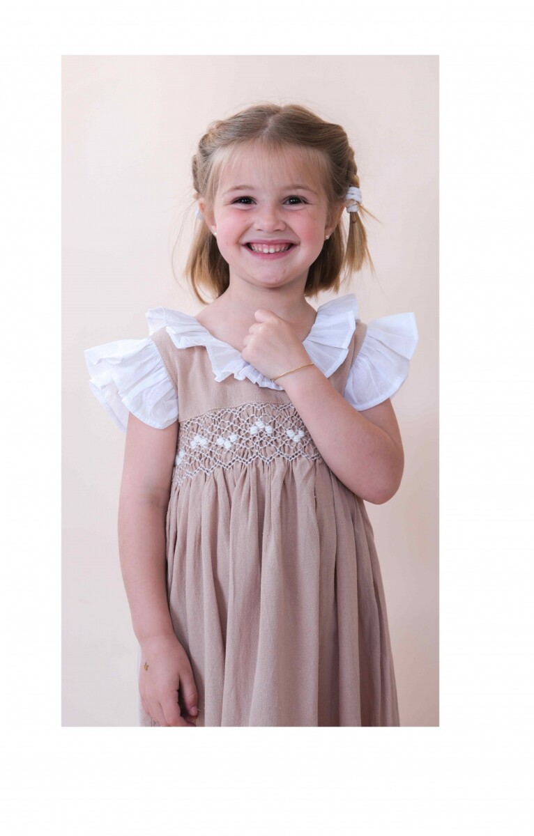 Vestido Punto Smock Beige 