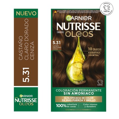 Tinta Garnier Nutrisse Oleos N°5.31 Castaño Dorado Cenizo Tinta Garnier Nutrisse Oleos N°5.31 Castaño Dorado Cenizo