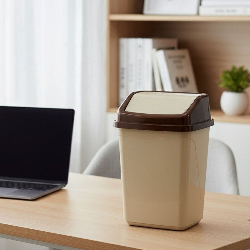 Tarro de residuos 2,5L con tapa vaivén BEIGE