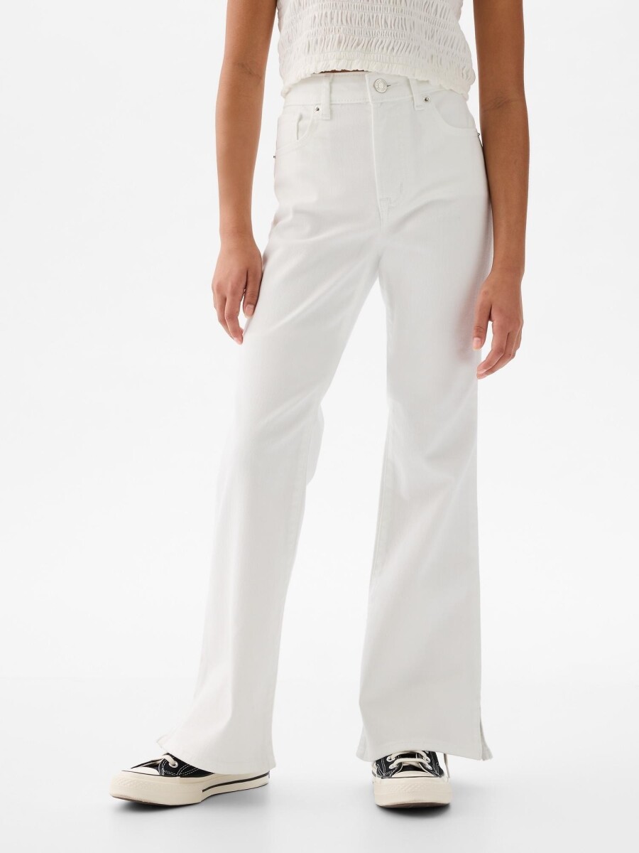 Jean Tiro Alto 70S Flare Niña - White Denim 