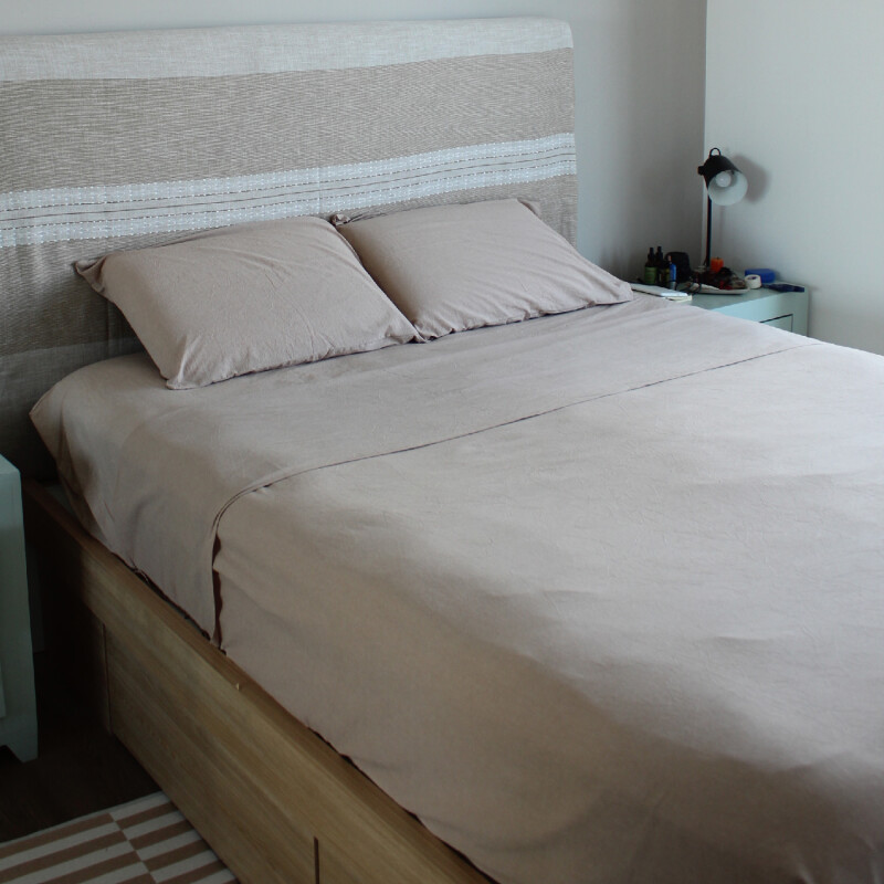 Juego de sábanas algodón 2 plazas beige