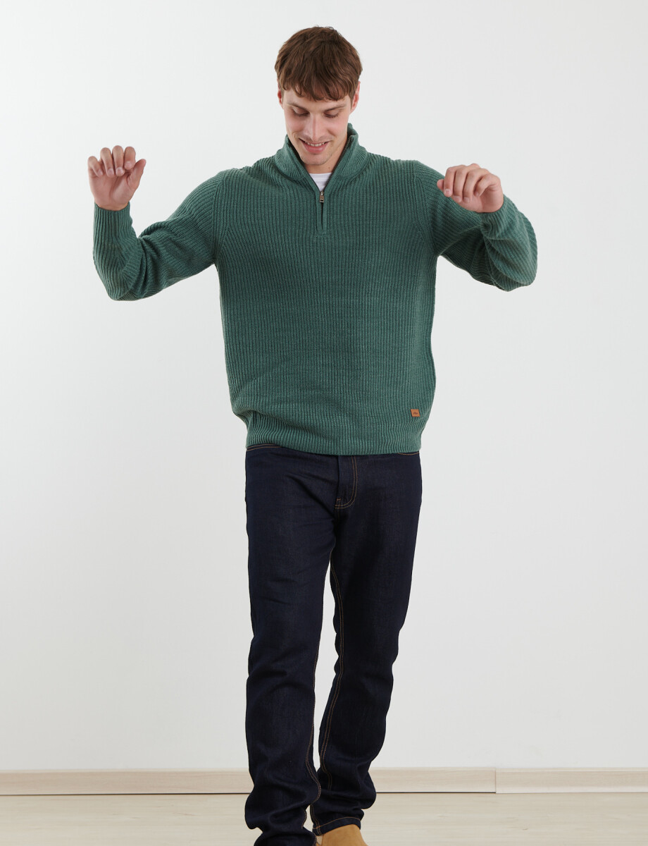 470587 SWEATER PUNTO MEDIO CIERRE HARRY Verde