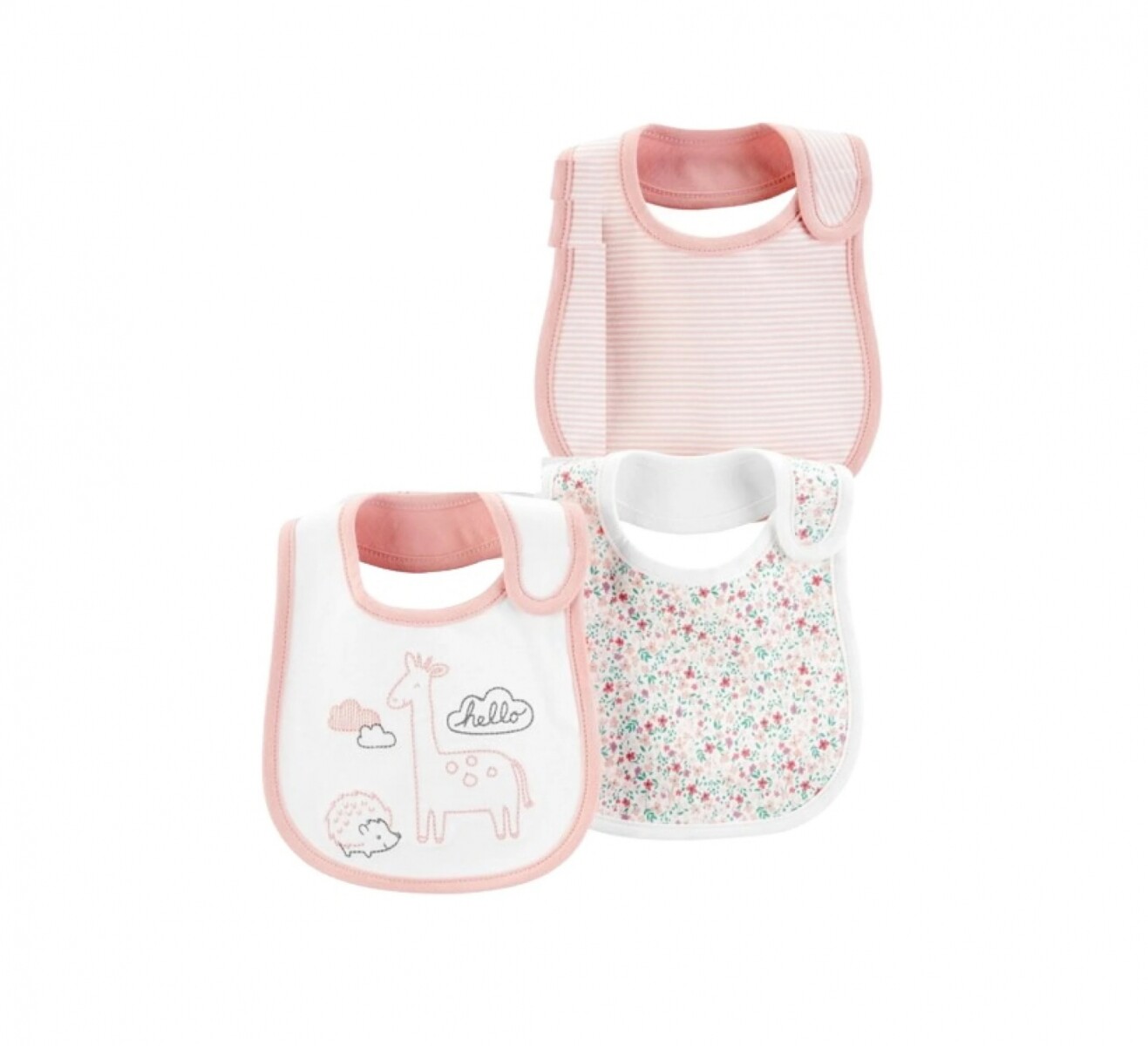 Set baberos x3 Little ONES - FLORES ROSA 