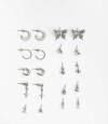 Aros Set Metal Plateado Rodio