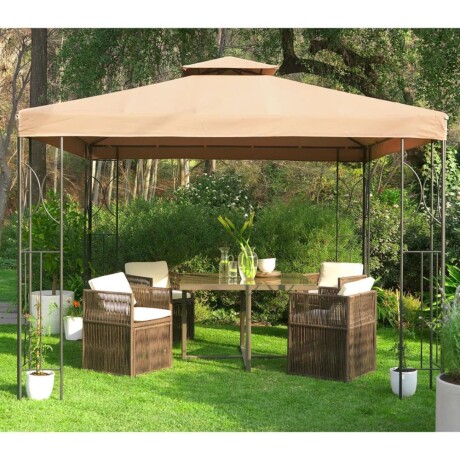 PERGOLA JUST HOME METAL 3X3M TABACO PANEL DOBLE PERGOLA JUST HOME METAL 3X3M TABACO PANEL DOBLE