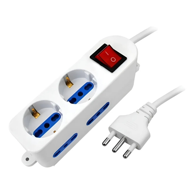 ALARGUE 2 SCHUKO 4 MODULOS CON INTERRUPTOR - BLANCO Alargue 2 Schuko 4 Modulos Con Interruptor Blanco