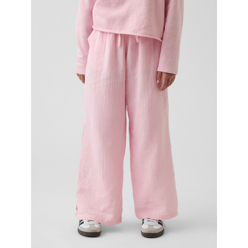 GAUZE WIDE LEG PANT ROSE MIST