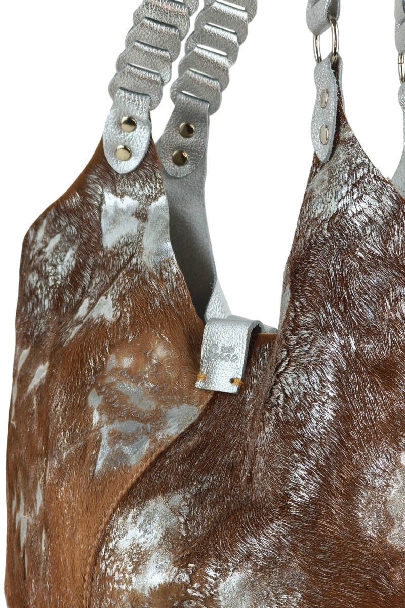 Tote bag de cuero Plateado con marrón