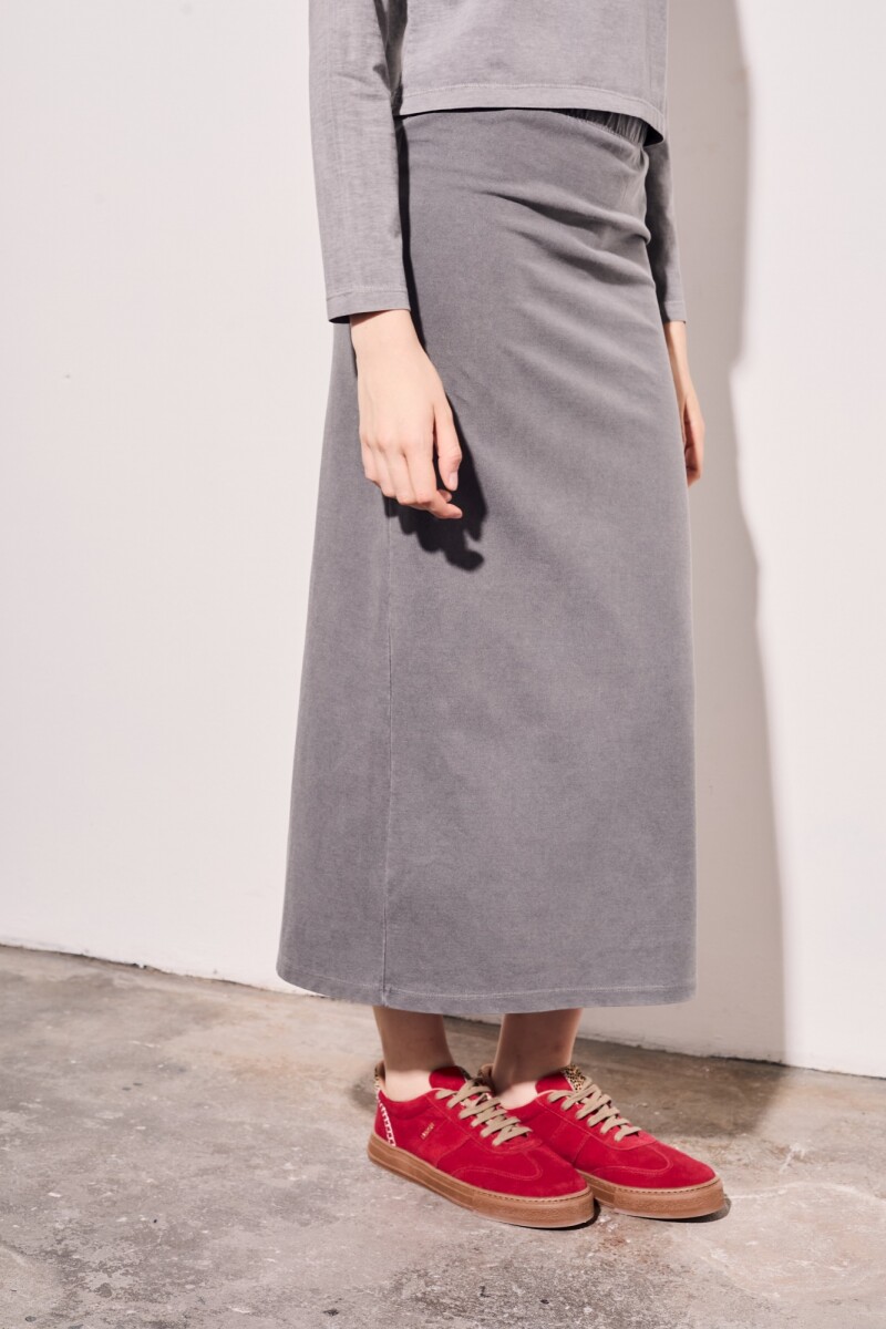 Falda Lavada Tajo Gris Oscuro