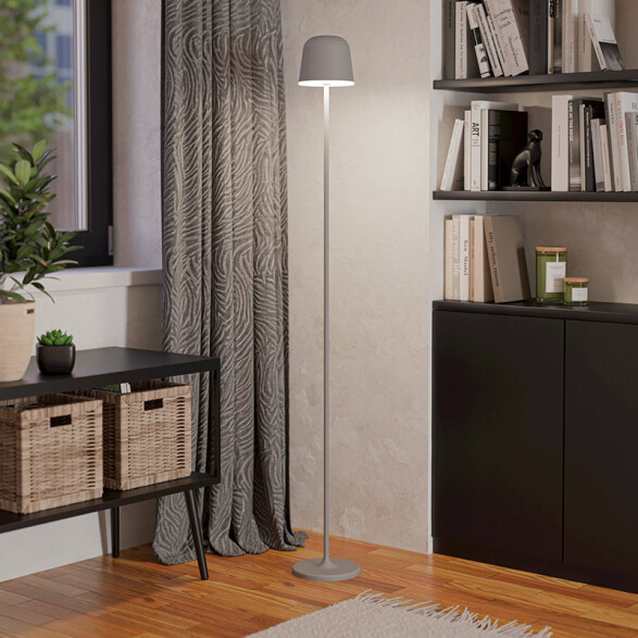 Lámpara de pie LED inalámbrica 1400mm gris IP54 EG1082