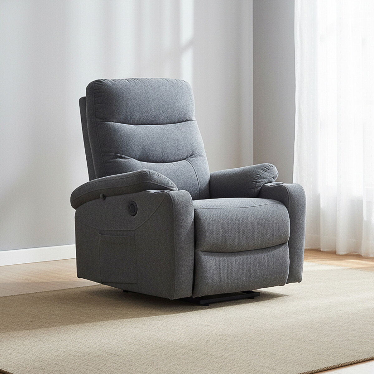 SOFÁ RECLINABLE MULTIFUNCIÓN - 1 CUERPO TELA GRIS ATIKA 