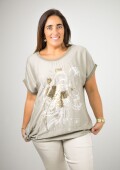 Blusa con nudo estampada con dorado Vison