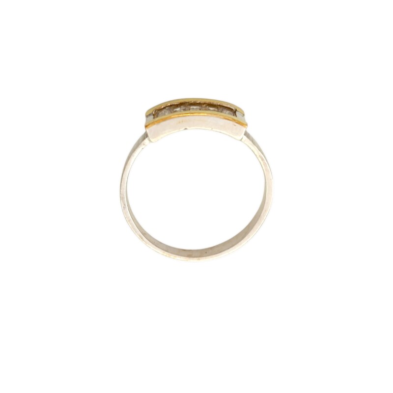 Anillo Baguette medio sin fin-Plata y oro-Piedra Zirconia-AN5926 conpiedra