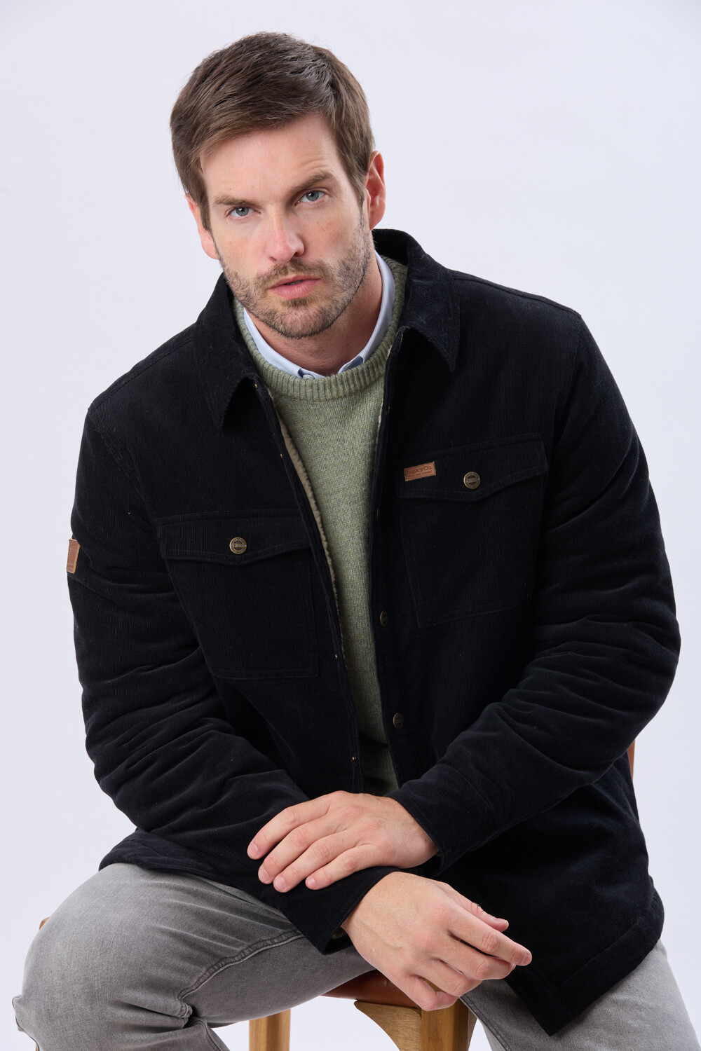 CAMPERA DE PANA Y CORDERITO Gris