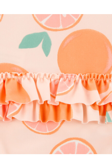 Malla de baño una pieza, manga larga, con protección UPF 50+, diseño naranjas Sin color