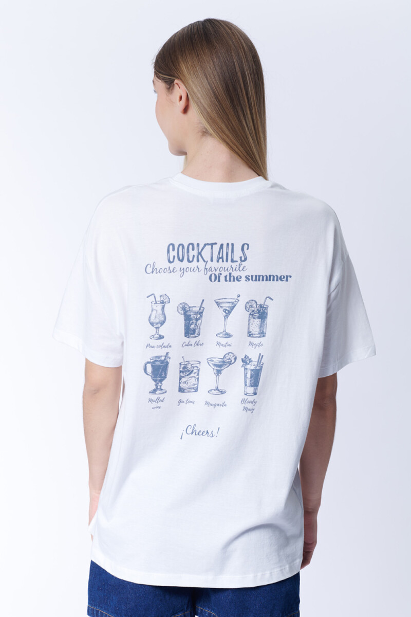 Remera oversize Estampa Cocktails Blanca