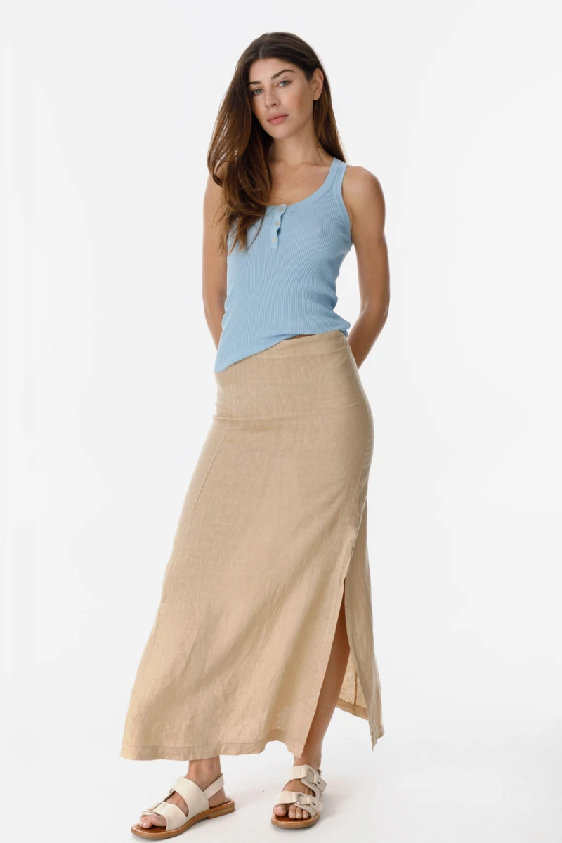 Maxi Falda Rueda beige s