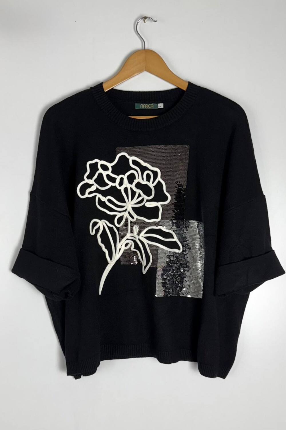 SWEATER C/VISCOSA RAW NEGRO