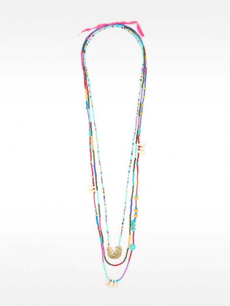 Set De Collares Con Cuentas Multicolor Y Colgante multicolor