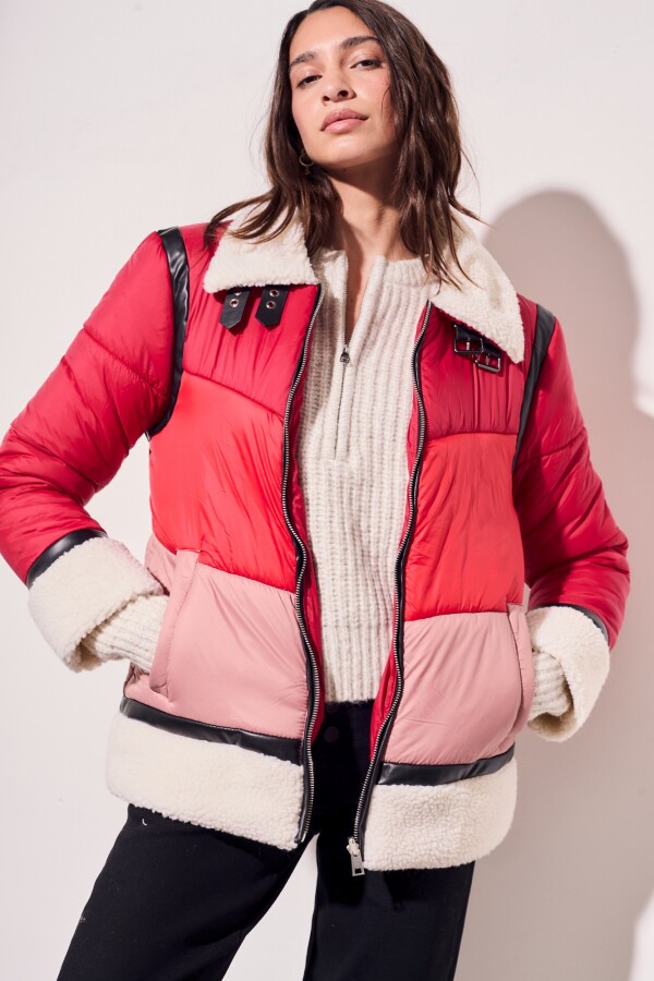 Campera Capitoneada Combinada Rojo