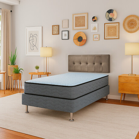 Sommier Moon - 090x190x58 + Panel Arezzo Marrón - Plaza Especial Sommier Moon - 090x190x58 + Panel Arezzo Marrón - Plaza Especial