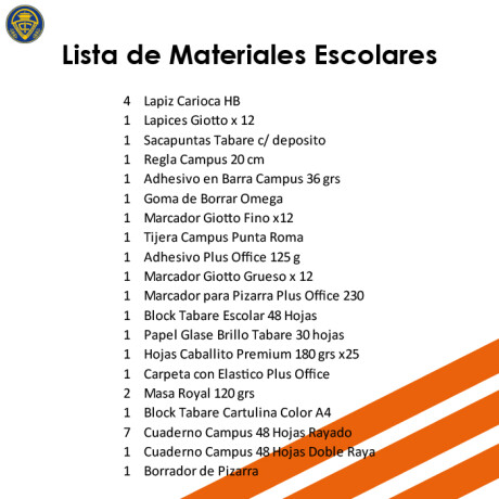 Lista de Materiales Escolares Instituto Crandon - 1º Escuela Lista de Materiales Escolares Instituto Crandon - 1º Escuela