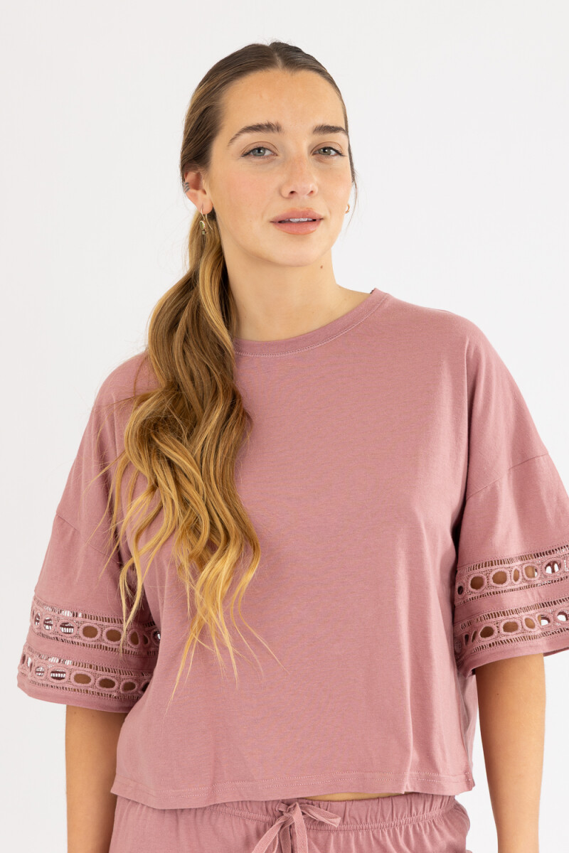 Cotton lace pj Marron