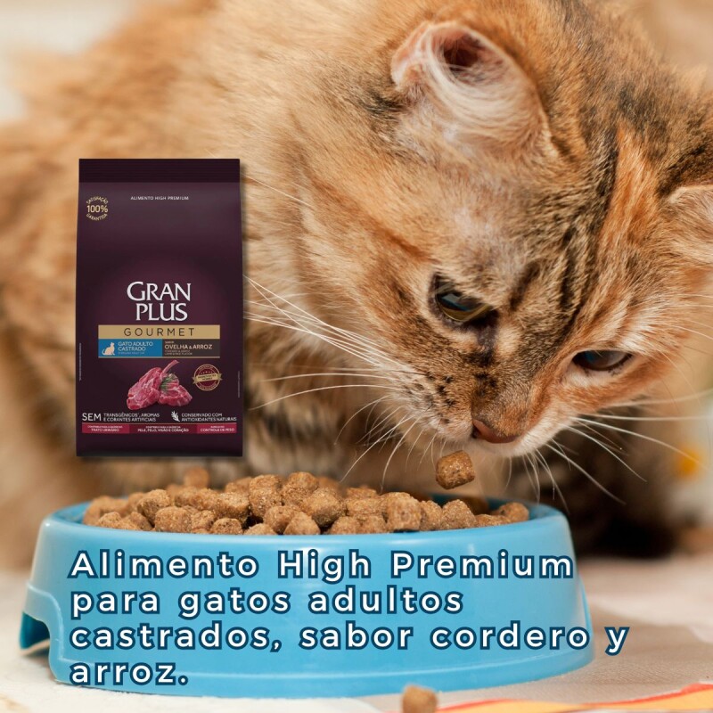 GRAN PLUS GOURMET GATO ADULTO CASTRADO CORDERO 3 KILOS