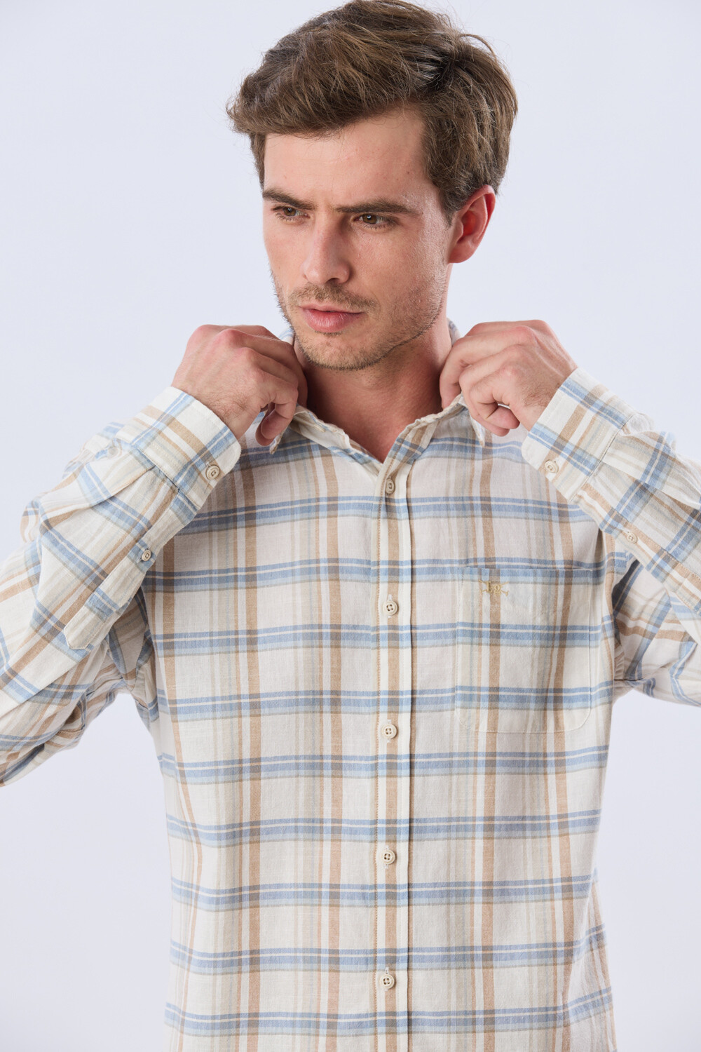 CAMISA CUADROS DE LINO Verde