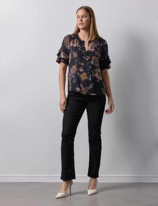 Blusa Mga Volados NEGRO/MULTI