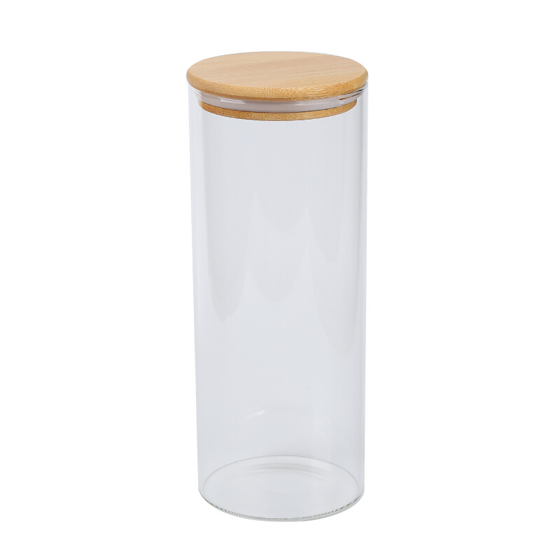 Recipiente vidrio tapa de madera 100*250mm N/a