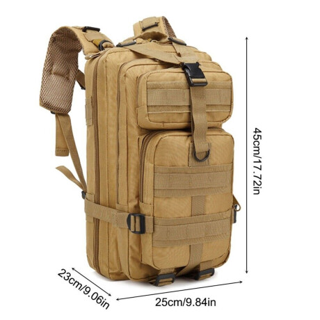 Set de Mochila Táctica Militar + Linterna Minero Recargable Caqui