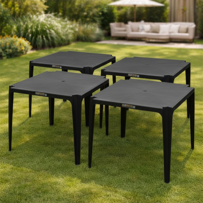 Set x4 Mesa cuadrada 70 x 70 cm Bela Vista NEGRO
