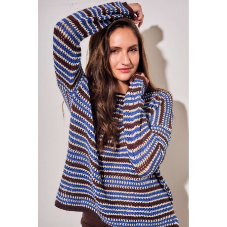 Sweater Rayado Texturado Azul