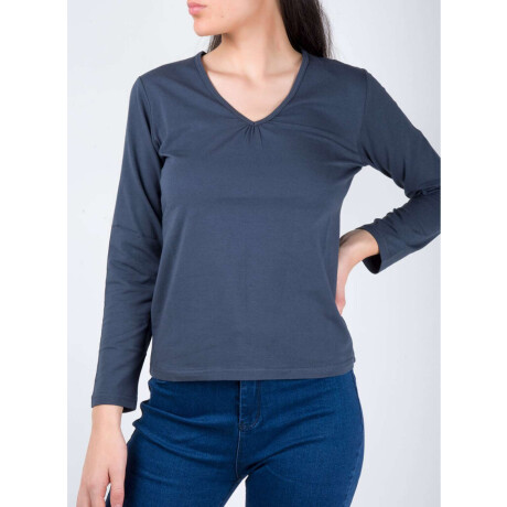 Remera básica algodón elastano Azul
