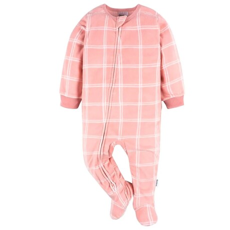 Enterito pijama polar con pie talles Todlder Rosa cuadros