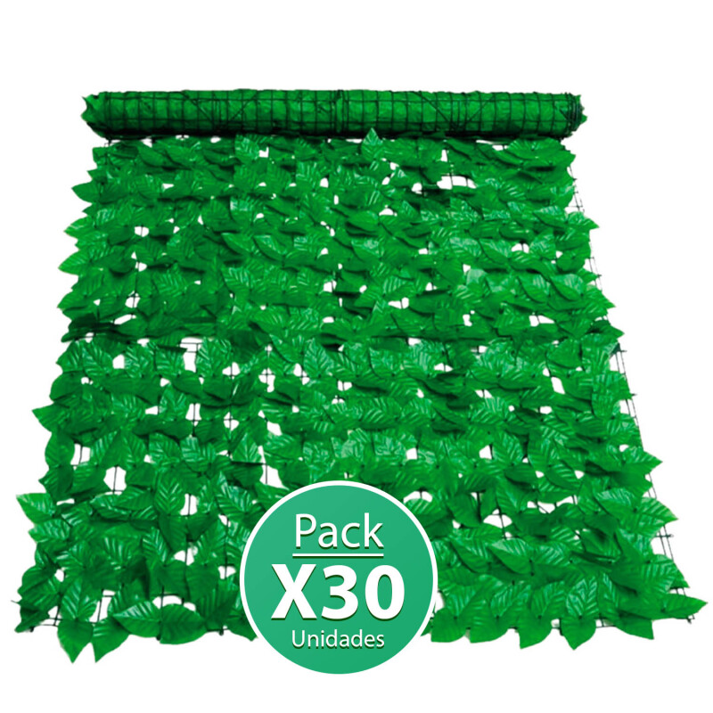 Pack 30 Cercos Artificiales con Diseño de Hojas 3x1mts Verde