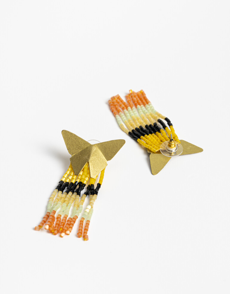Aros Colgantes Largos Bronce Aros Colgantes Bronce Mariposa - Dorado Bronce
