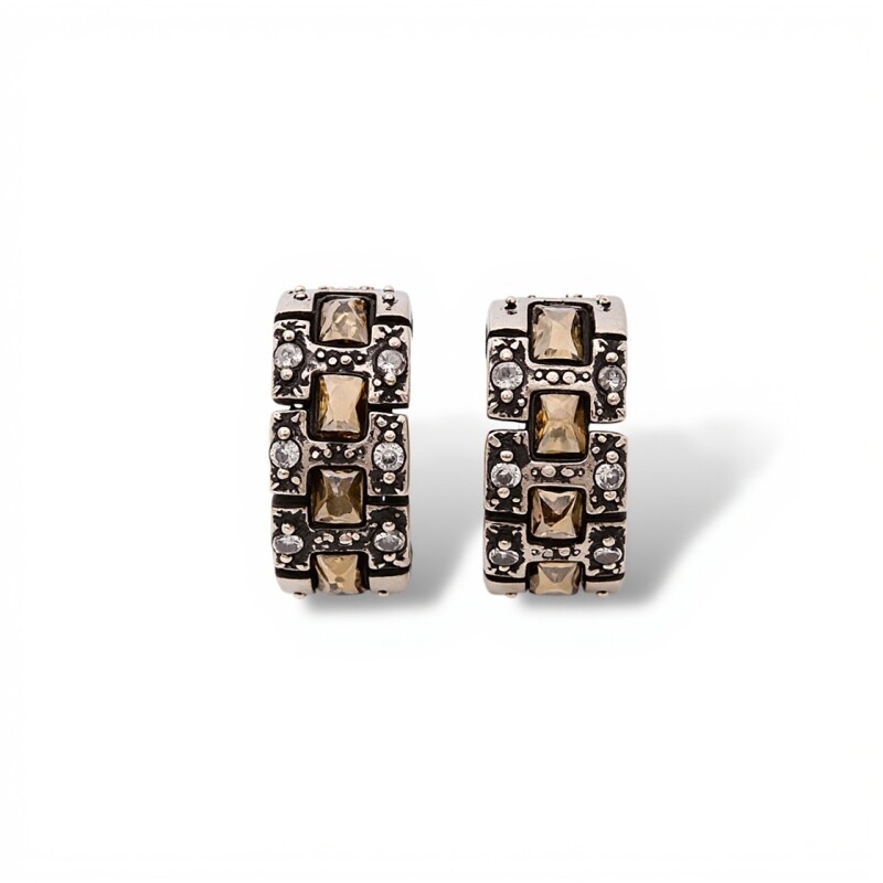 Caravanas Medio aro Zirconia-Plata y oro-Zirconia-CA5068 sinpiedra