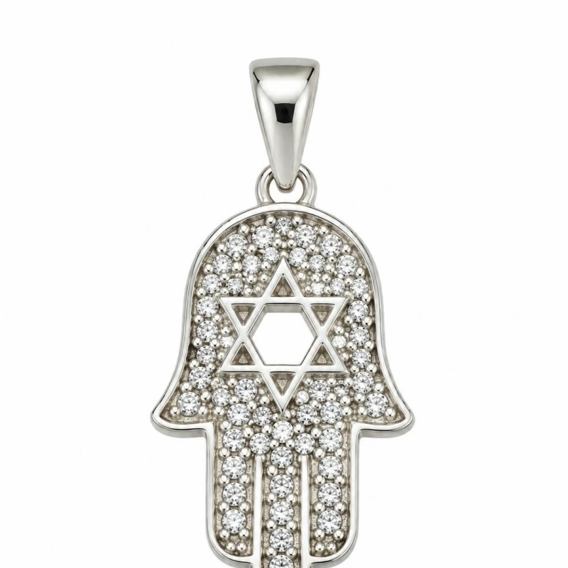 Colgante Mano de Fatima con Estrella de David al centro Colgante Mano de Fatima con Estrella de David al centro
