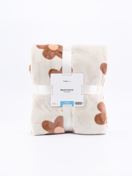 MANTA BOUCLE FLORES OFF WHITE
