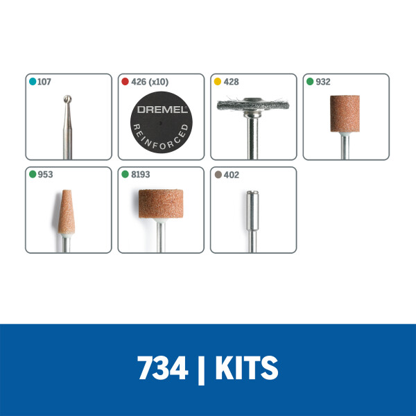 Kit de accesorios de Minitorno Dremel 16 piezas (Modelo 734) 6 meses / Dremel Unica