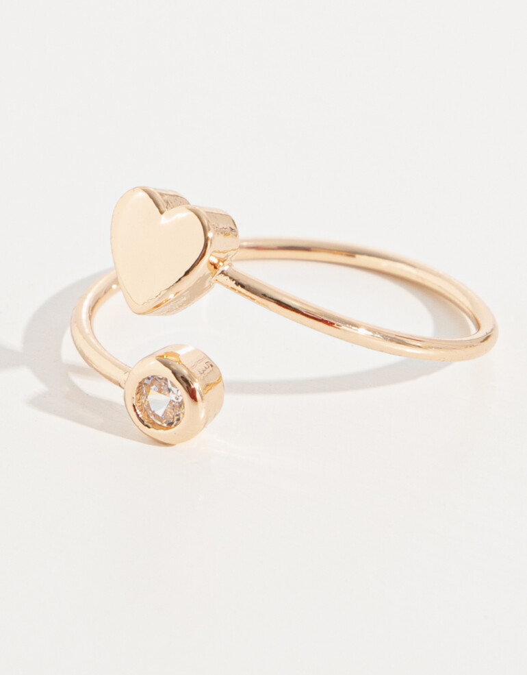 Anillos Chicos Strass Anillo De Metal Corazón Y Strass - Dorado