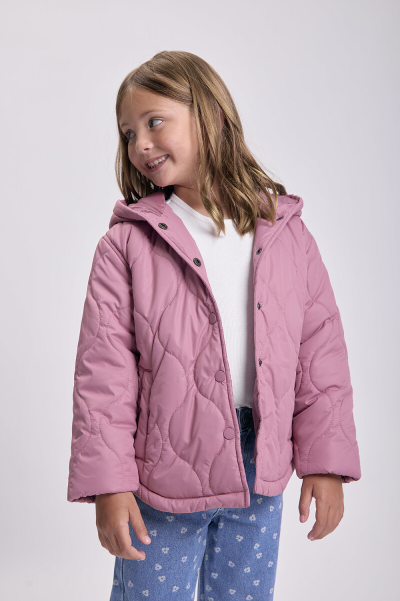 Campera capitoneada capucha Rosa